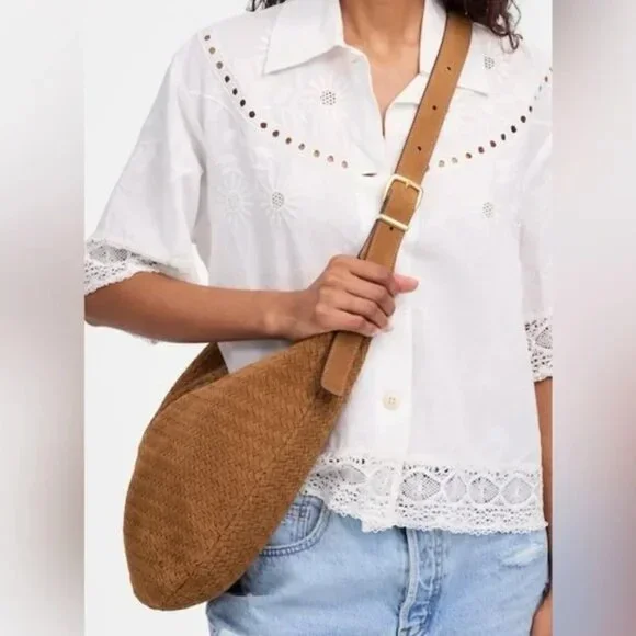 🆕MADEWELL Essentials Curve Suede Woven Shoulder Bag Brown - Picture 2 of 14